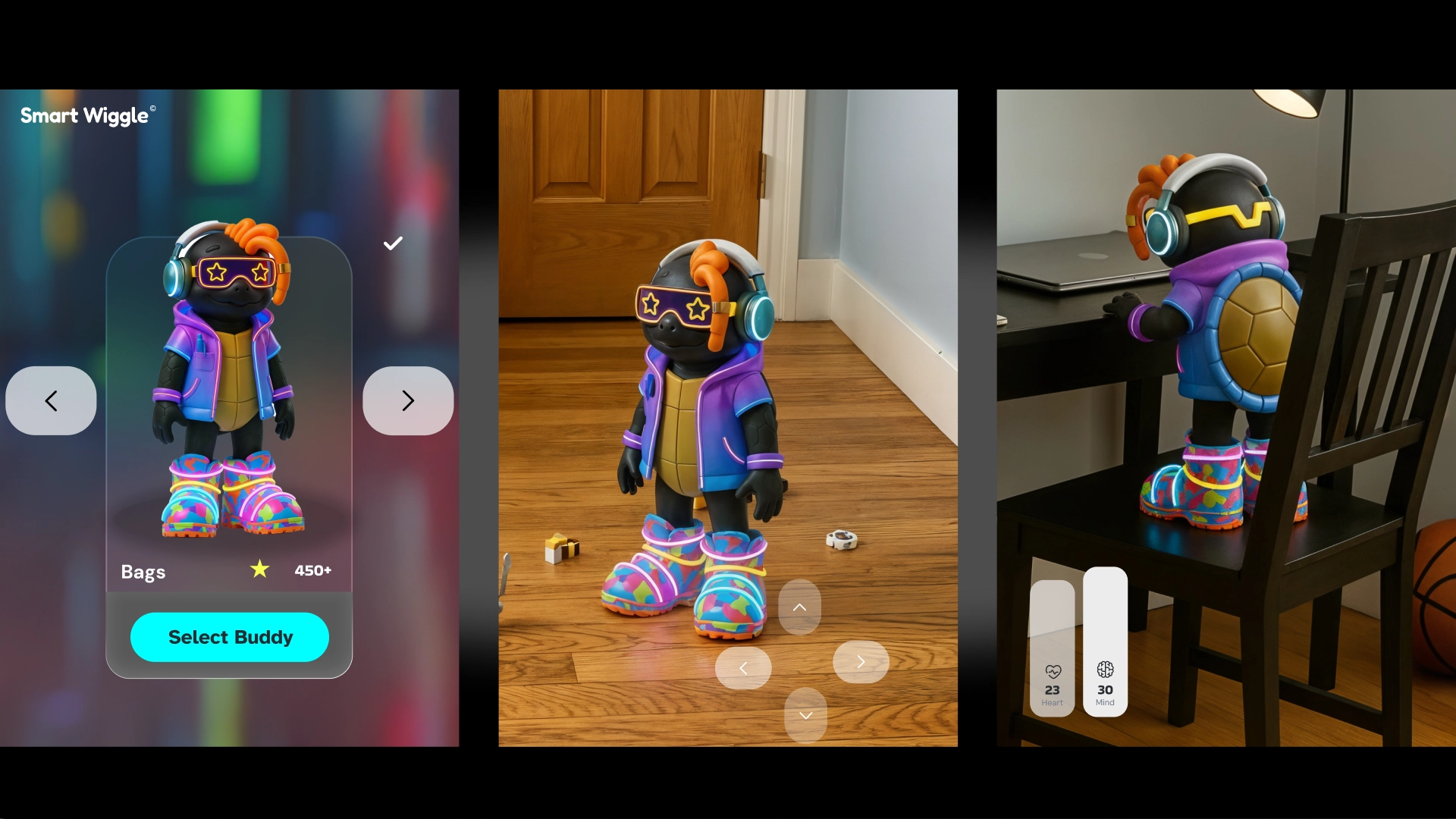 Smart Wiggle character in AR.